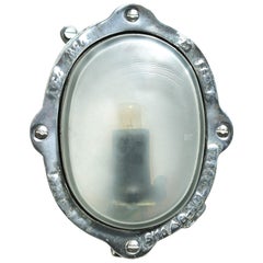 Oval Wall Light, Frosted Glass, France, circa 1970-1979