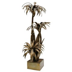 Maison Jansen Mid-Century Modern Brass Palm Tree French Floor Lamp