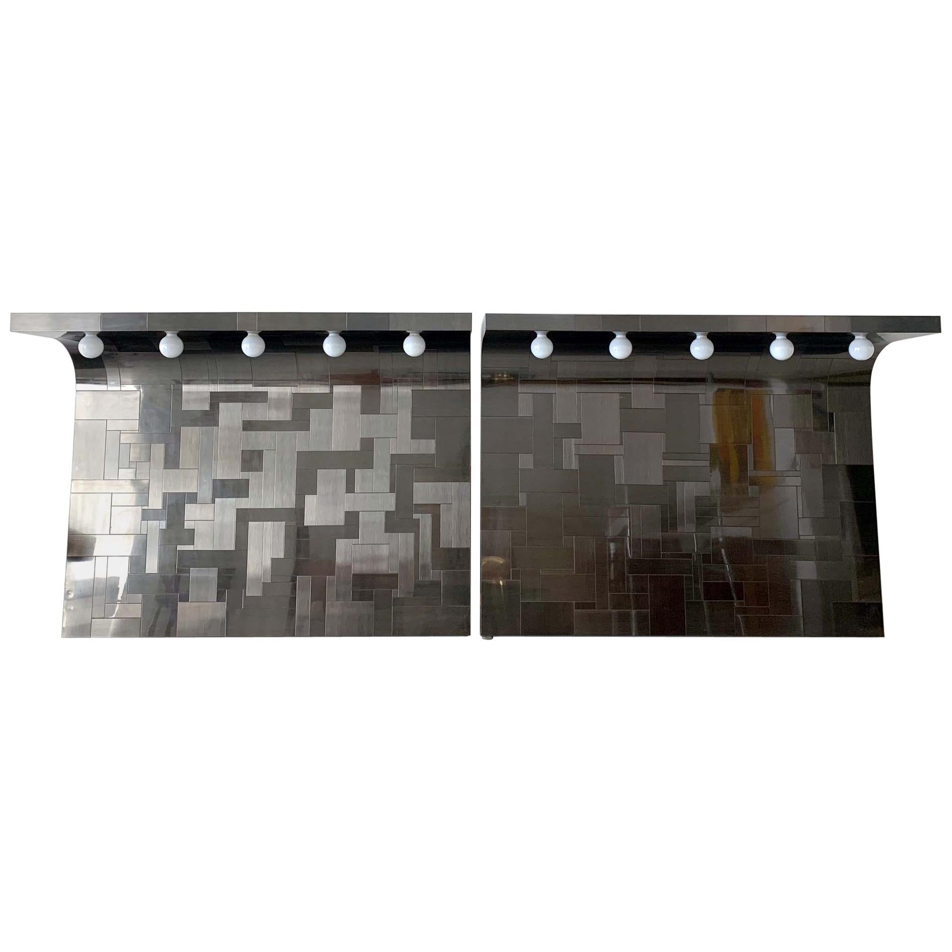 Pair of Cityscape Headboard with Lights Paul Evans for Directional