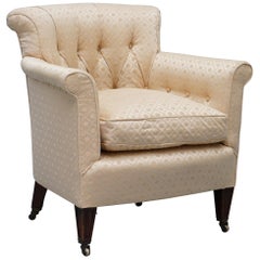 Lovely Period Victorian Chesterfield Buttoned Fabric Upholstered Tub Armchair