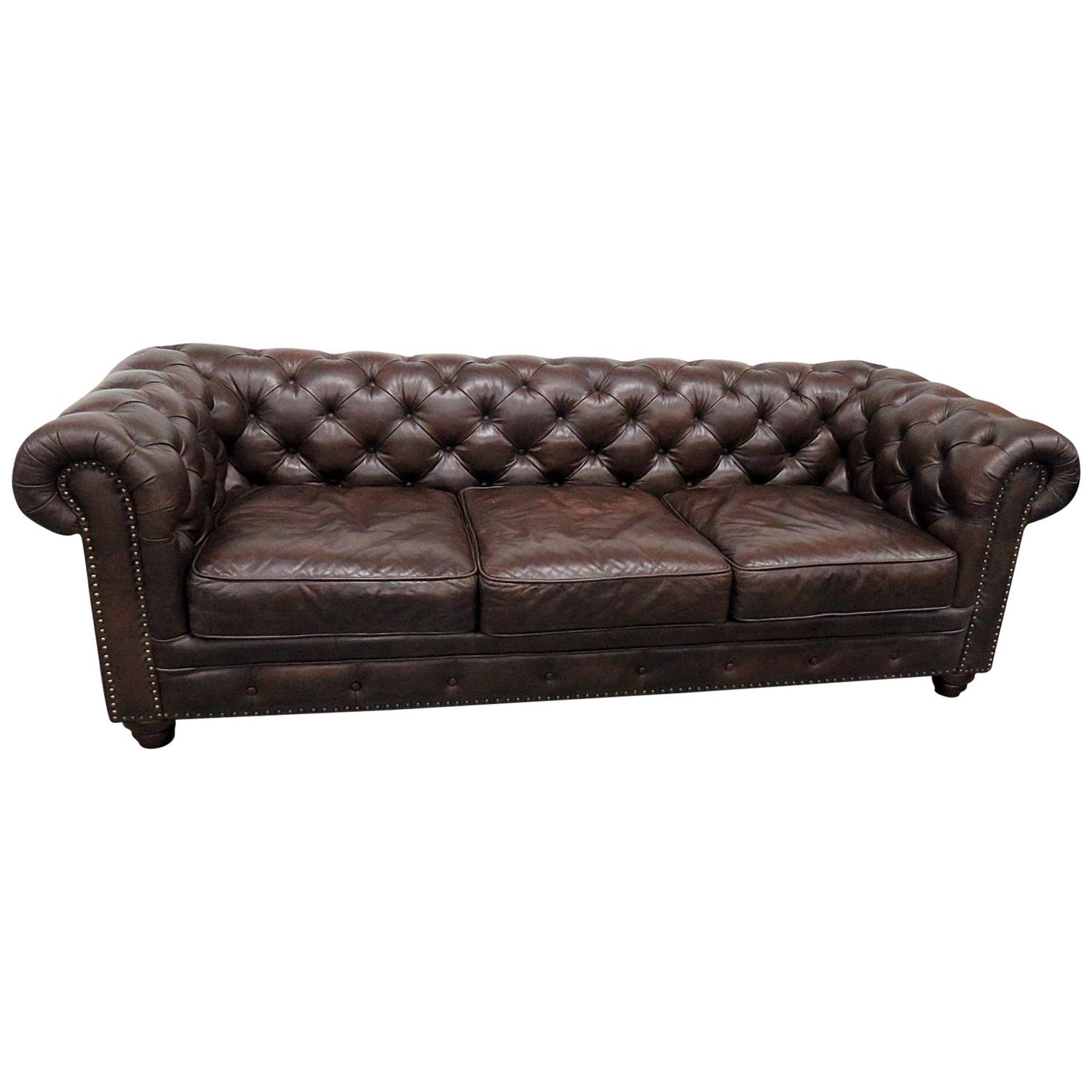 Leather Chesterfield Sofa Attributed to Restoration Hardware For Sale at  1stDibs