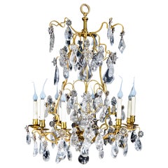 A Fine Vintage French Louis XVI Style Gilt Bronze & Cut Rock Crystal Chandelier