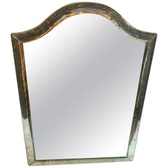 Mid-Century Modern Distressed Venetian Oxidized Pitted Curved Panel Mirror