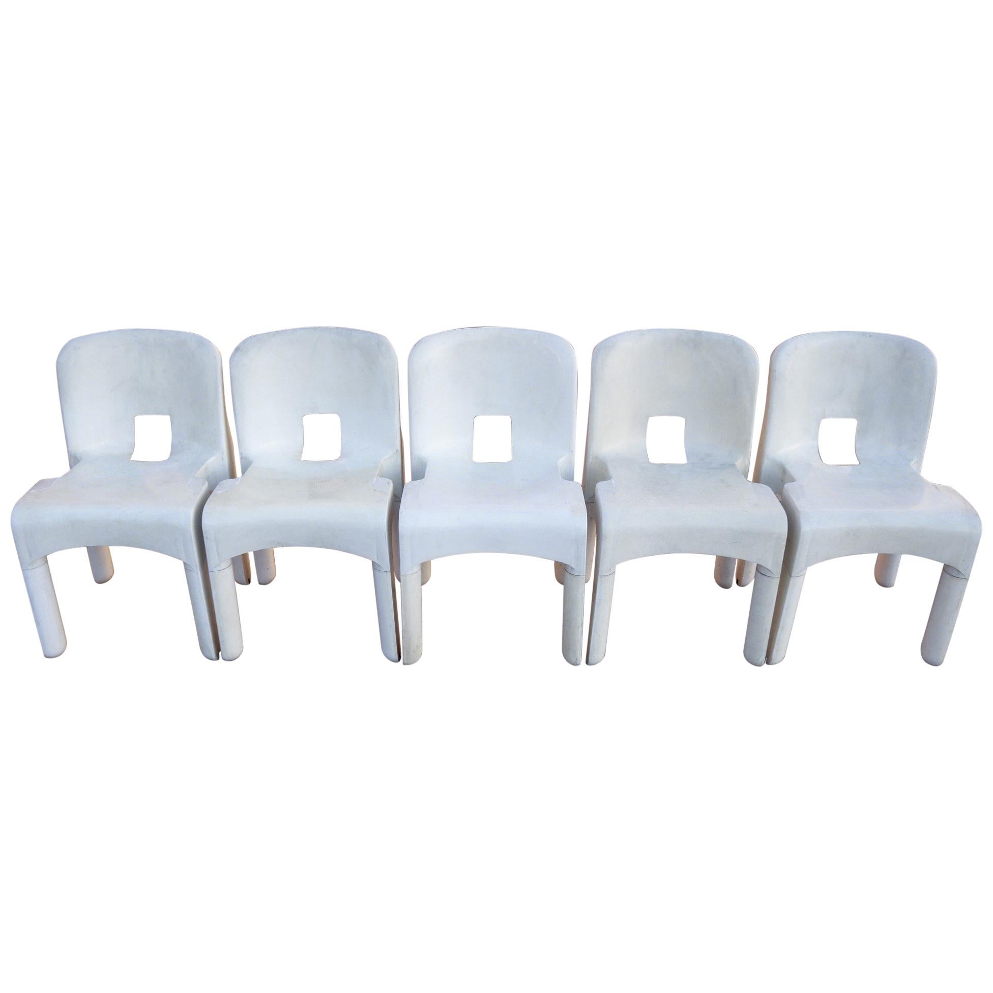 Set of Five Universale Chairs by Joe Colombo for Kartell