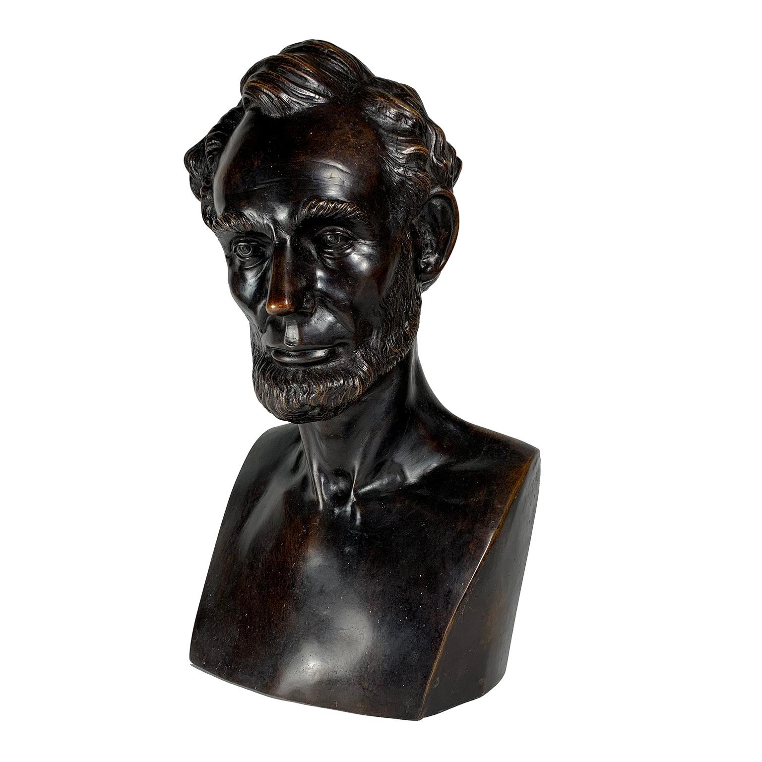 Antique, Lifetime, Thomas Jones Bronze Bust of Abraham Lincoln