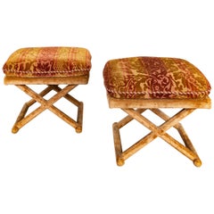 Pair of Velvet Upholstered Stools