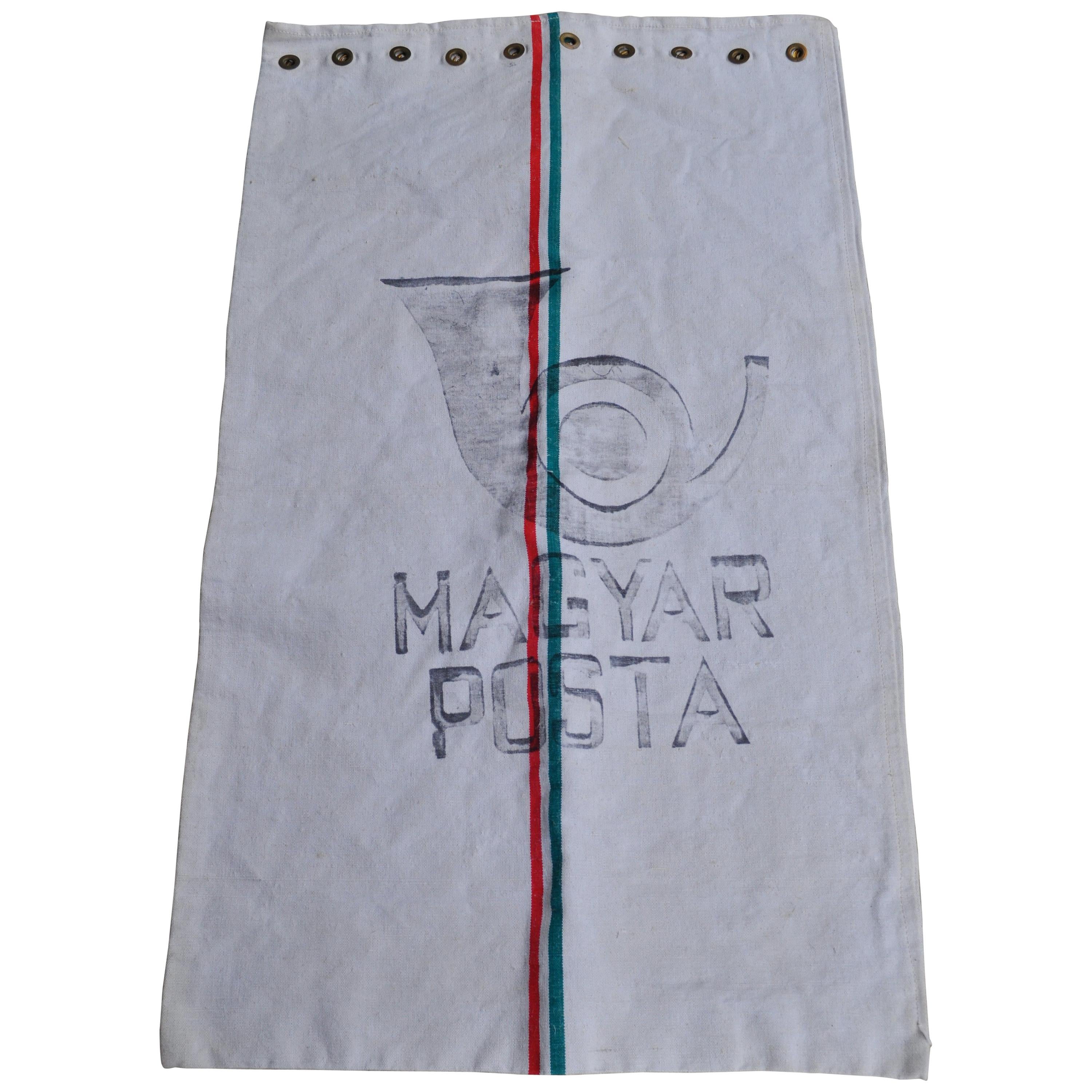 Old Hungarian Mail Linen Sack Hungarian Post Inscriptions For Sale