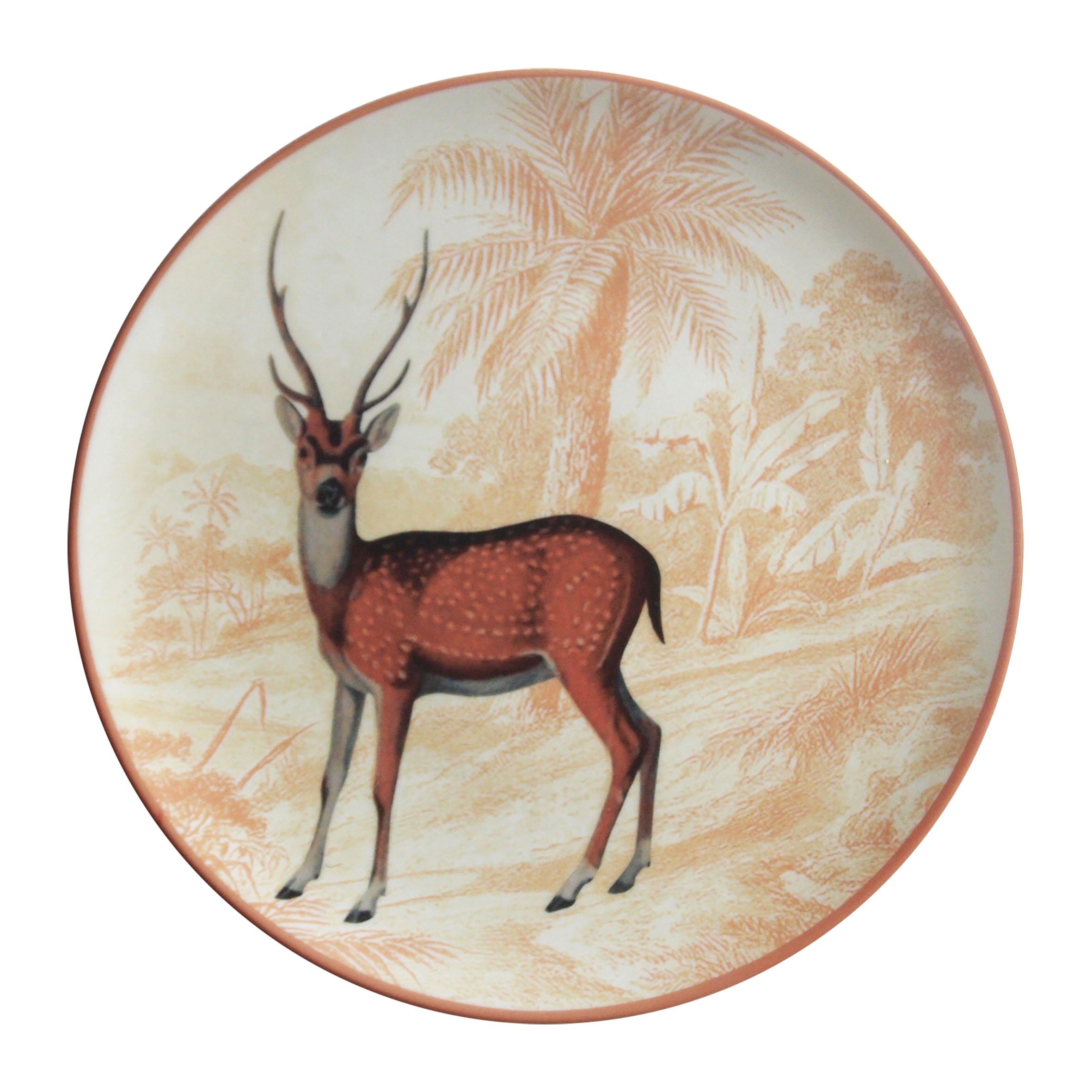 Assiette à dîner en porcelaine La Menagerie Ottomane Antilope, fabriquée à la main en Italie en vente