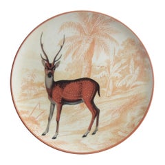 La Menagerie Ottomane Antelope Porcelain Dinner Plate, Handmade in Italy