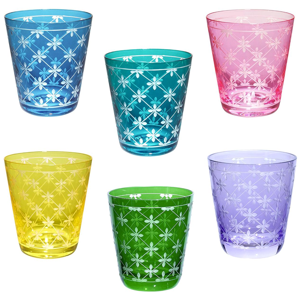 Country Style Set of Six Glass Tumbler Handblown Sofina Boutique Kitzbuehel