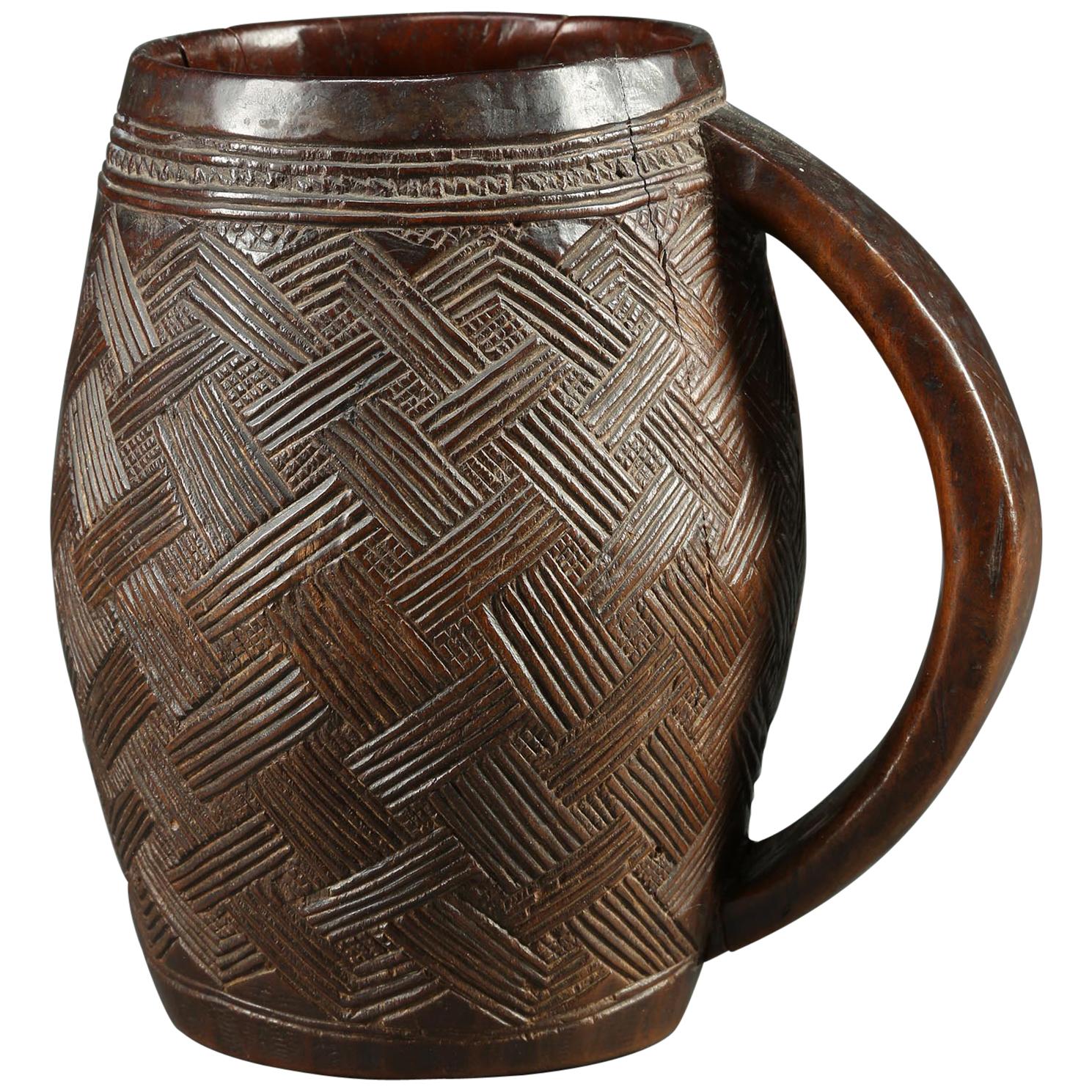 Kuba Tribal African Palm Wine Cup, Great Design, Early 20th Century