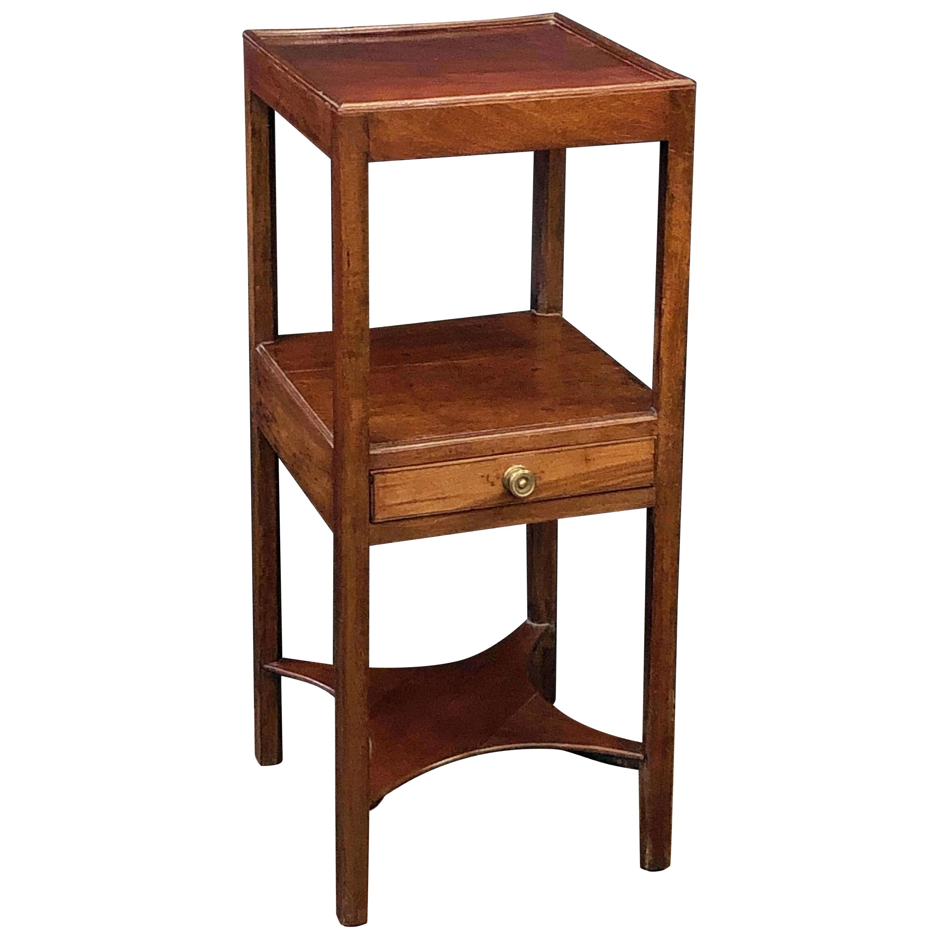 English Nightstand or Bedside Table of Mahogany with One Drawer