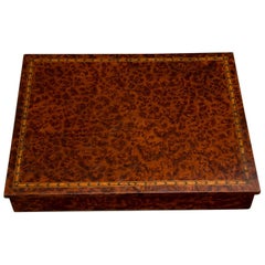 Antique English Burl Walnut Box from England, circa 1890