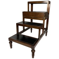 Antique Regency Mahogany and Leather Folding Library Stairs