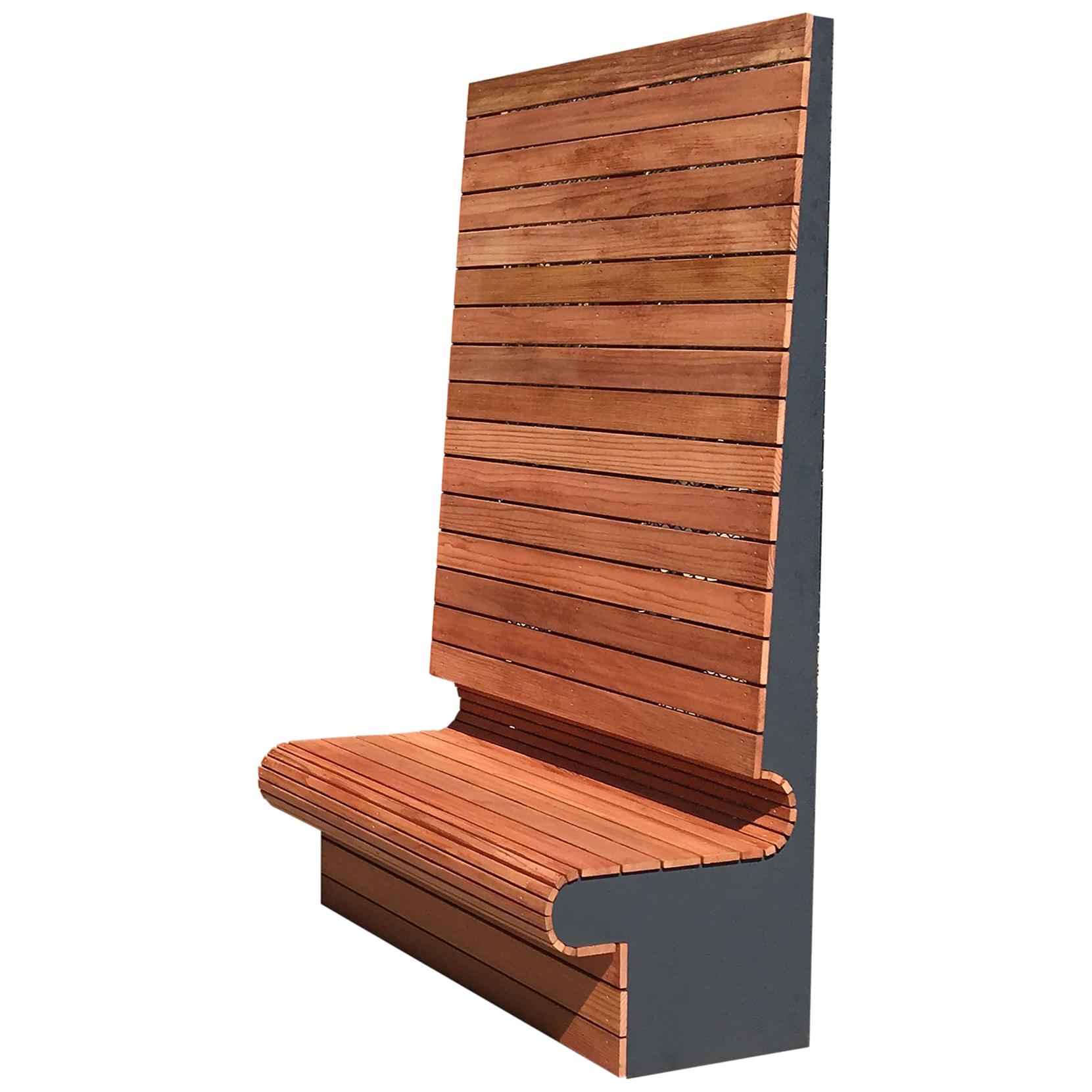 High Back Privacy Bench in Redwood for Outdoor Patio and Gardens For Sale