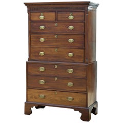 English George III Chest on Chest Dresser of Mahogany
