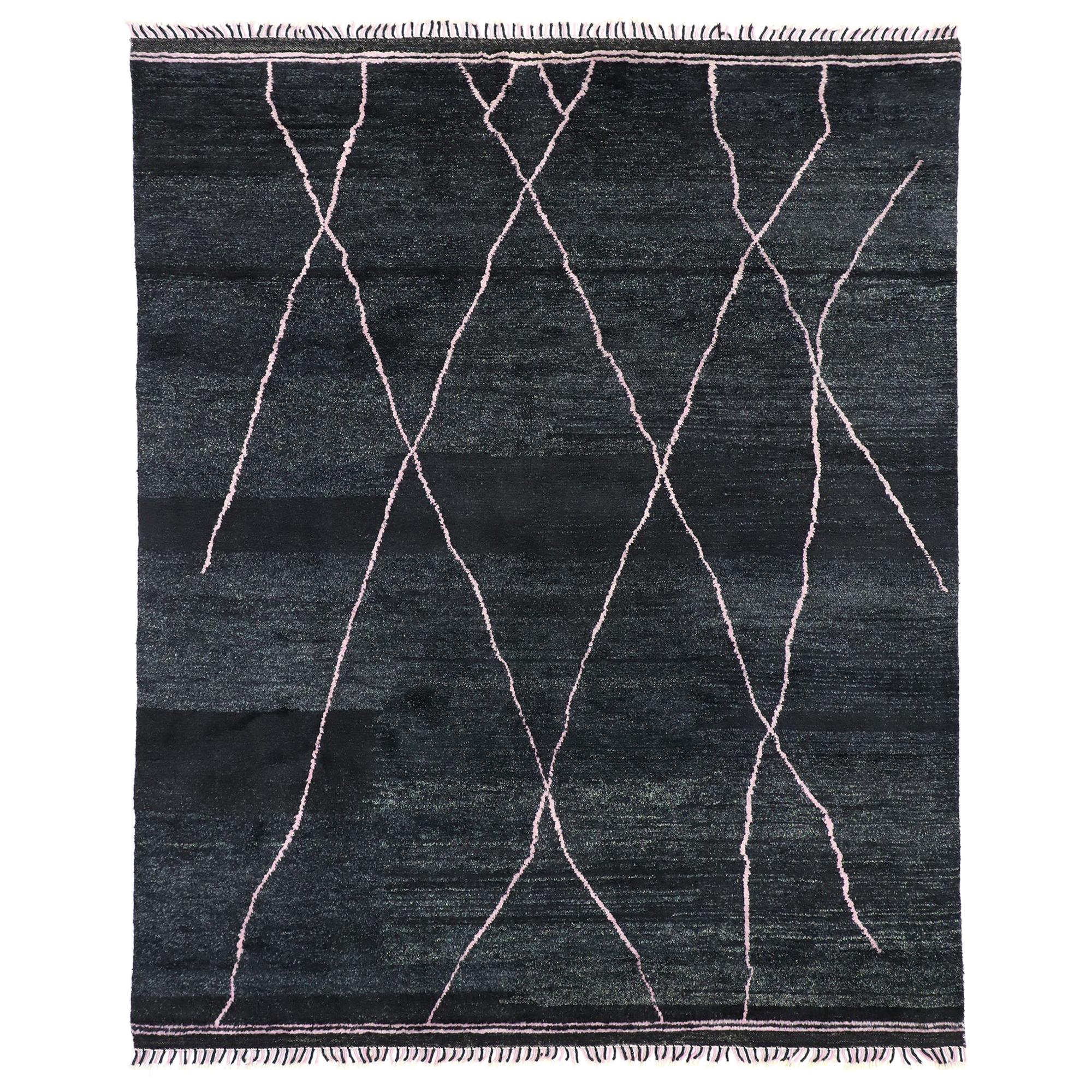 Nouveau tapis marocain contemporain avec style scandinave minimaliste