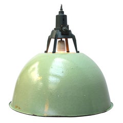 Light Green Enamel Vintage Industrial Pendant Light