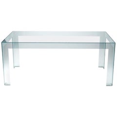 Italian Contemporary Design Clear Glass Dining Table in Minimal Style