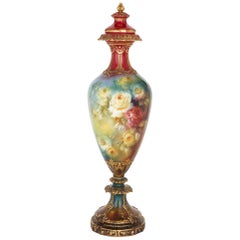 Monumentale Vase mit Blumen aus Porzellan von Royal Bonn