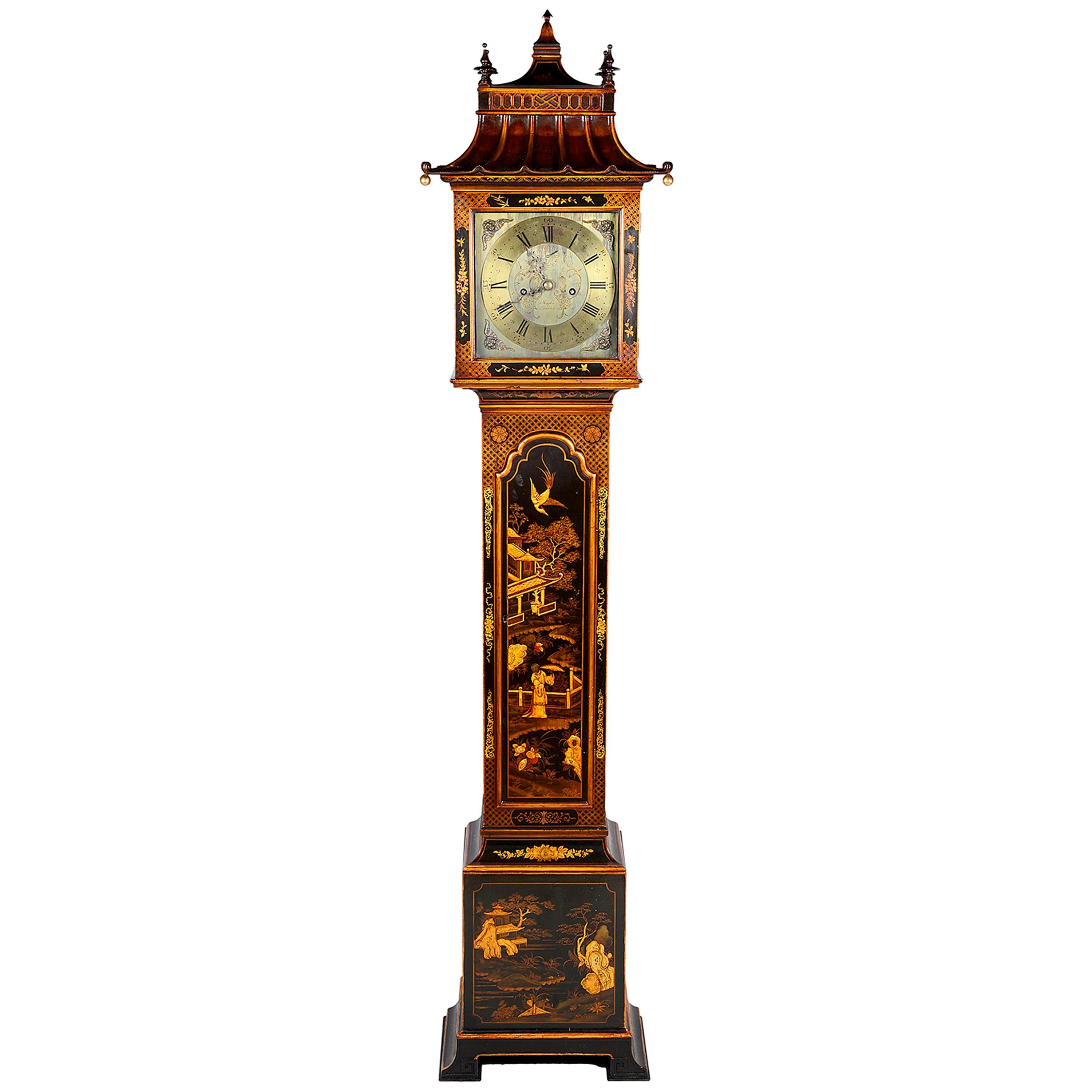 Chinoiserie Lacquer Chippendale Style Grandmother Clock