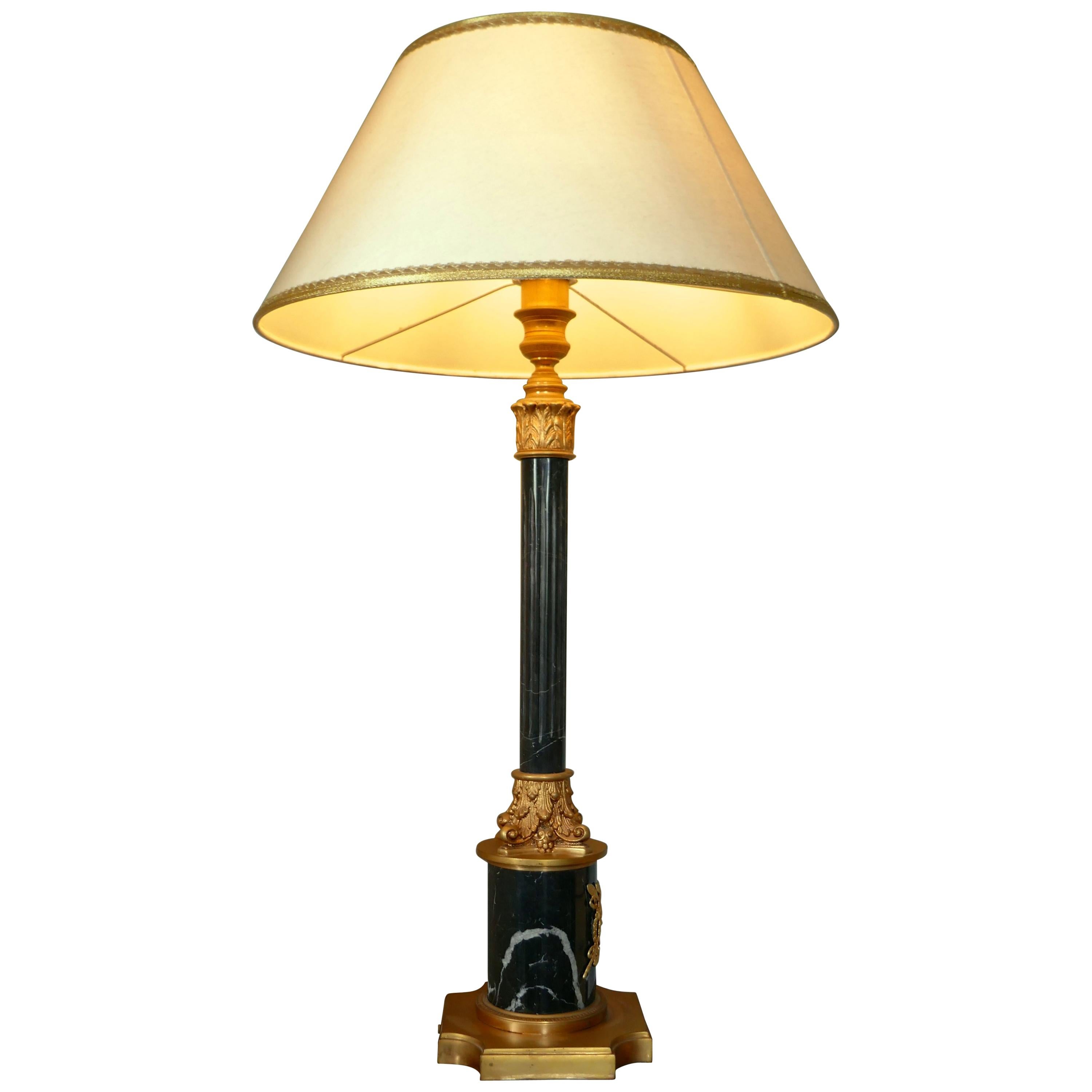 Large Marble Corinthian Column Table Lamp For Sale