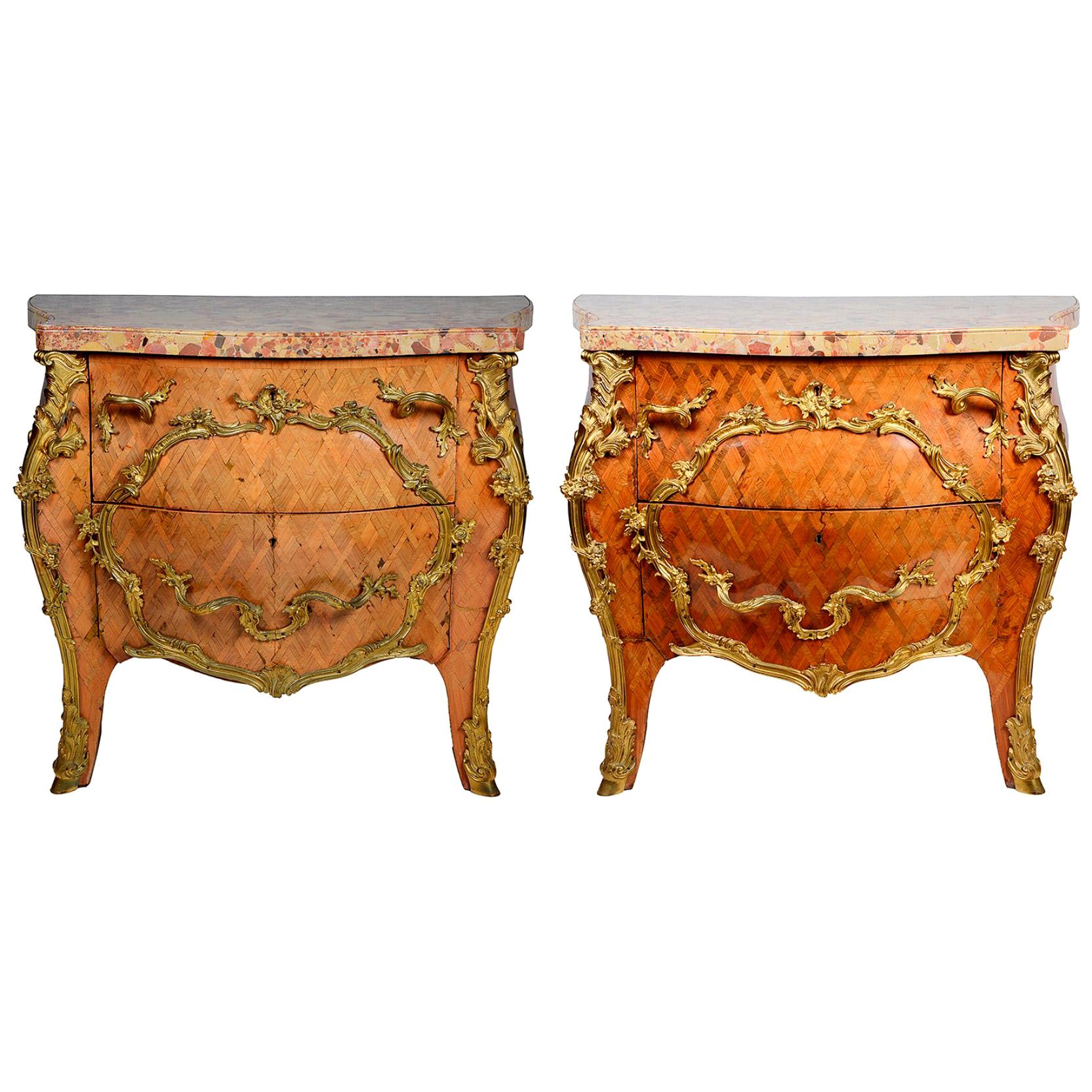 Pair of 18th Century style Marble Topped French Commodes For Sale