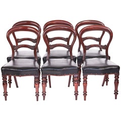 Quality Set of Six Victorian Mahogany Balloon Back Chairs