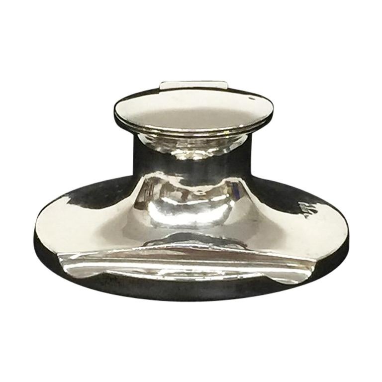 English Silver Capstan Inkwell by Cohen & Charles, Chester, 1908 For Sale