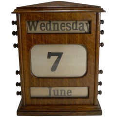 Large Used English Oak Perpetual Desk Calendar, circa 1900