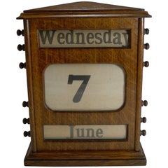 Large Antique English Oak Perpetual Desk Calendar, circa 1900