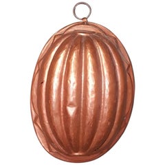 Antique Early 20th Century French Copper Baking Mold in the Shape of a Melon.