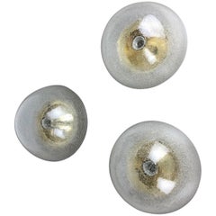 Set of 3 Cone Ice Glass Wall Light Made by Hoffmeister Leuchten, Germany