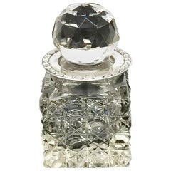 Vintage Small English Crystal and Silver Scent Bottle by Boots Pure Drug Company, 1908