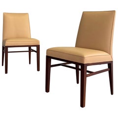 Paire de chaises pantoufles d'appoint en cuir Edward Wormley pour Dunbar