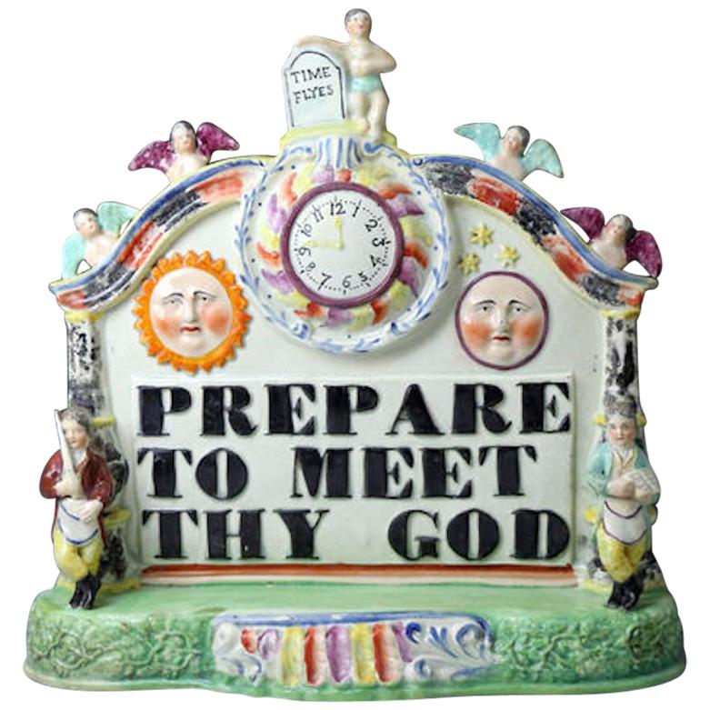 Staffordshire Pottery Pearlware Group with Bold Title Prepare to Meet Thy God For Sale