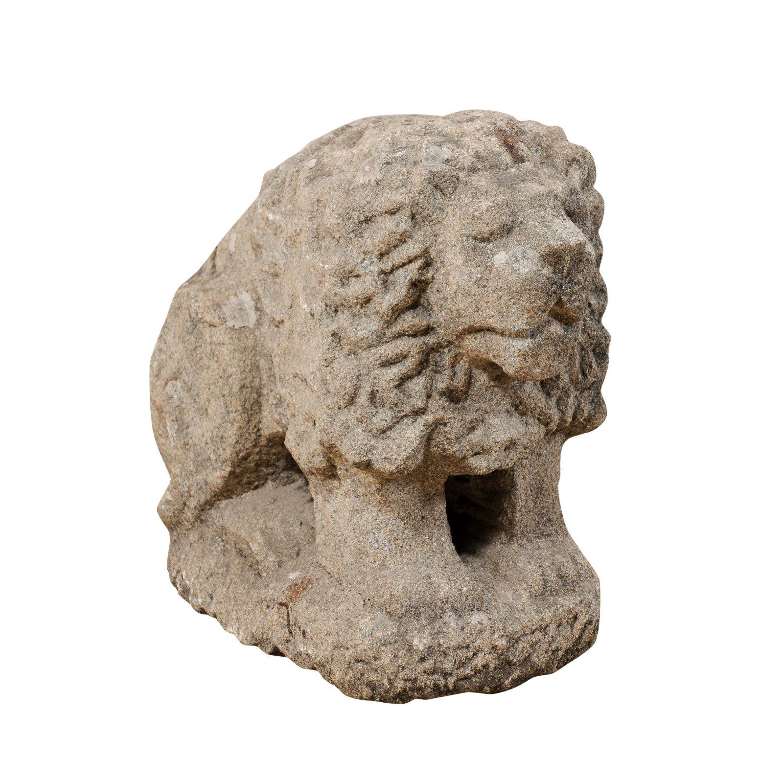 19th Century European Lion of Hand Carved Stone