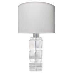 Solid Block Lucite Table Lamp, 1970s