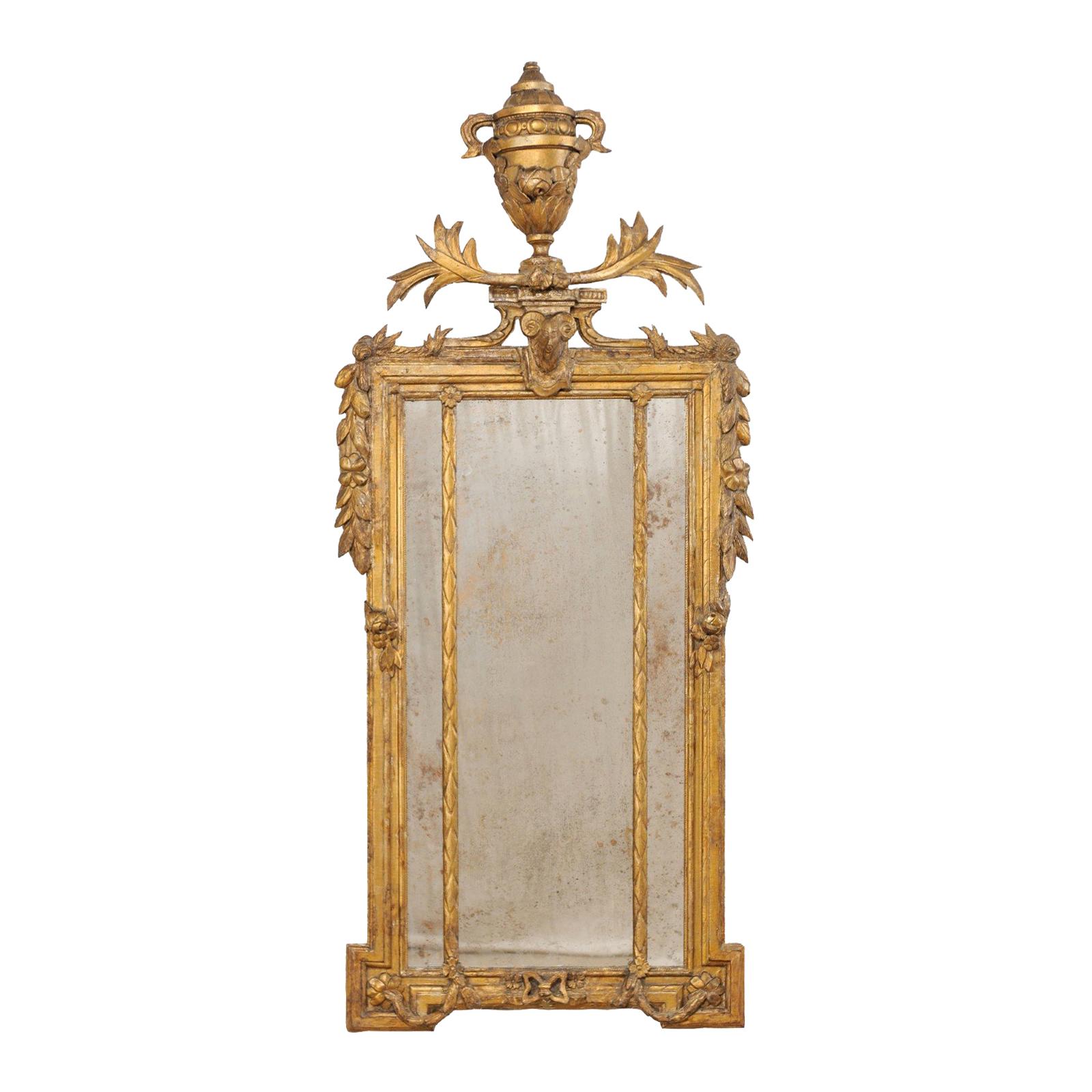 Early 19th Century Italian Neoclassical Gilt and Carved Wood Mirror