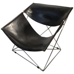 Butterfly Armchair by Pierre Paulin Artifort Edition circa 1960 in Black Leather