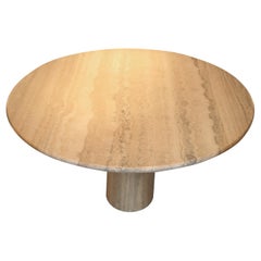 Italian Travertine Dining Table circa 1970 in the Style of Angelo Mangiarotti