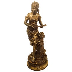 Antique Bronze Statue of a Young Lady "La Cigale" Bouret