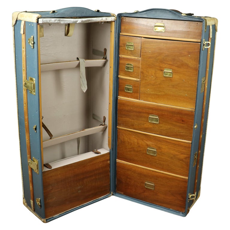 Wardrobe Canvas Brass And Mahogany For Sale At 1stdibs
