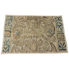 19th Century Green and Gold Verdure Tapestry Fragment