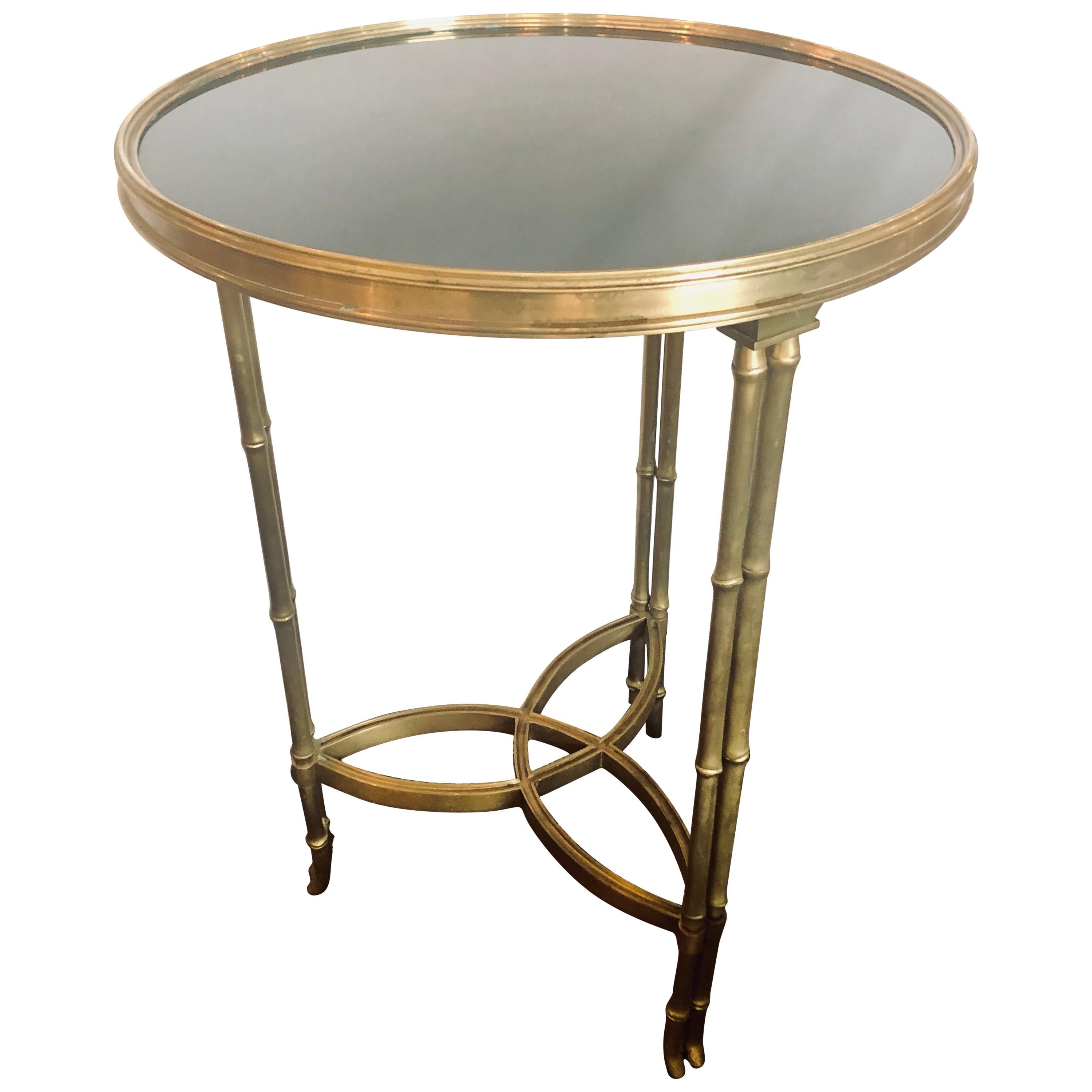 Art Deco Bamboo Form Marble-Top Side or Lamp Table Pedestal