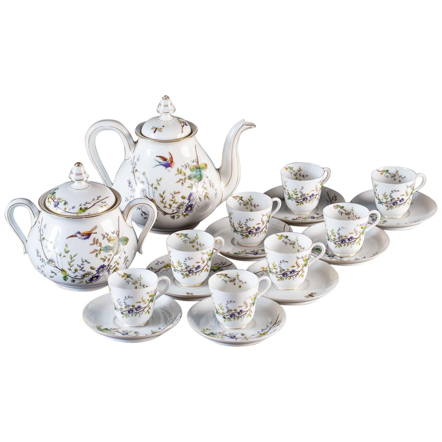 Louis Philippe Antique French Fine Porcelain Tea Set, circa 1850 For Sale
