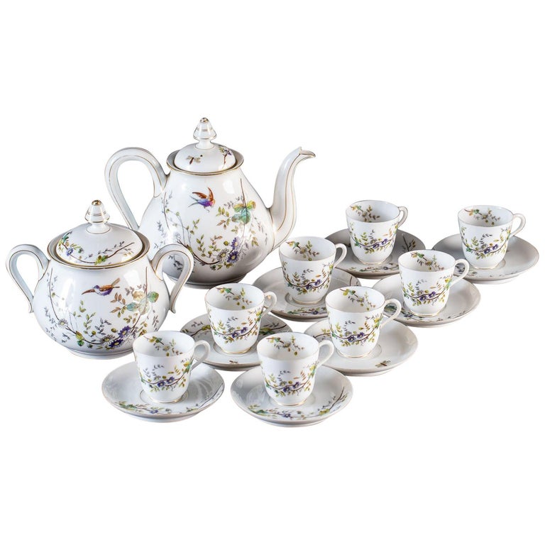 Louis Philippe Antique French Fine Porcelain Tea Set, circa 1850 For