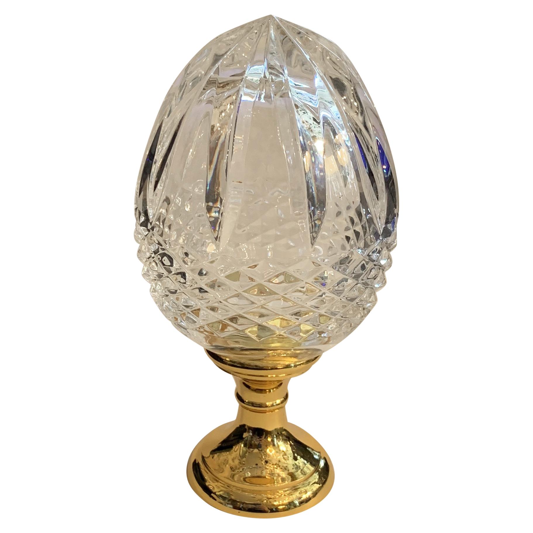 Wonderful Crystal Acorn Cut Faceted Glass Brass Banister Newel Post Finial