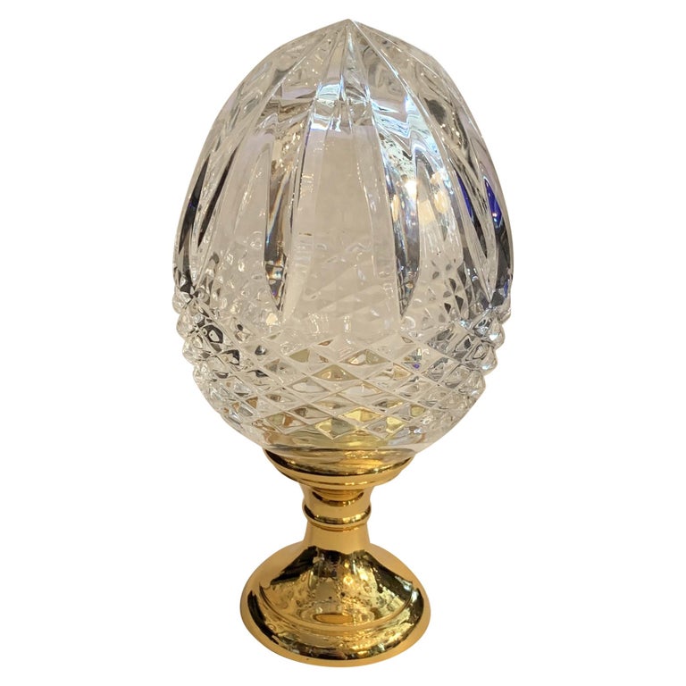 Wonderful Crystal Acorn Cut Faceted Glass Brass Banister Newel Post