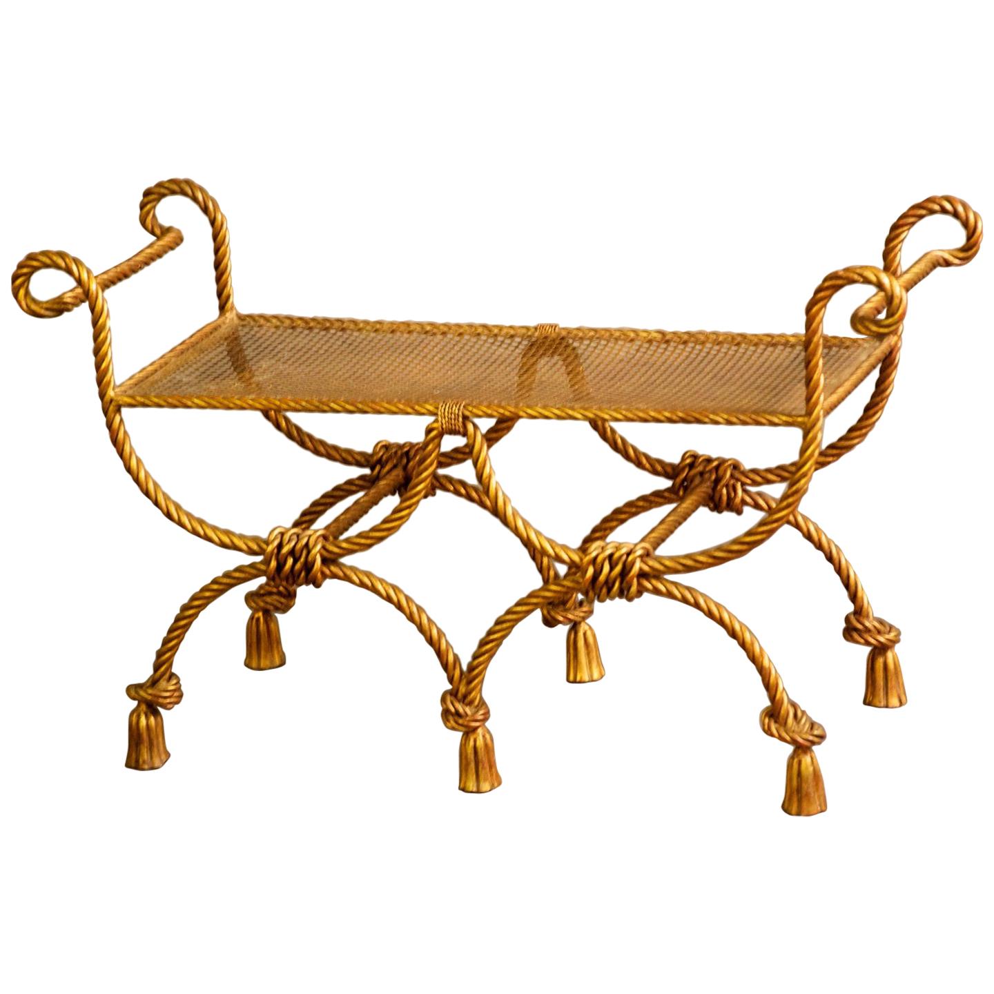 Niccolini Gilt Iron Two-Seat Bench For Sale